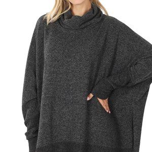 Cowl Neck Oversized Sweater Poncho